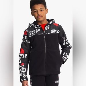 The North Face - Youth/Unisex Freestyle Fleece Hoodie - NWT - Black/Red/White